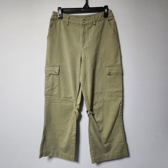 Princess Polly Pants - Princess Polly XX Olive Cotton Cargo Wide Leg Pants 4 S